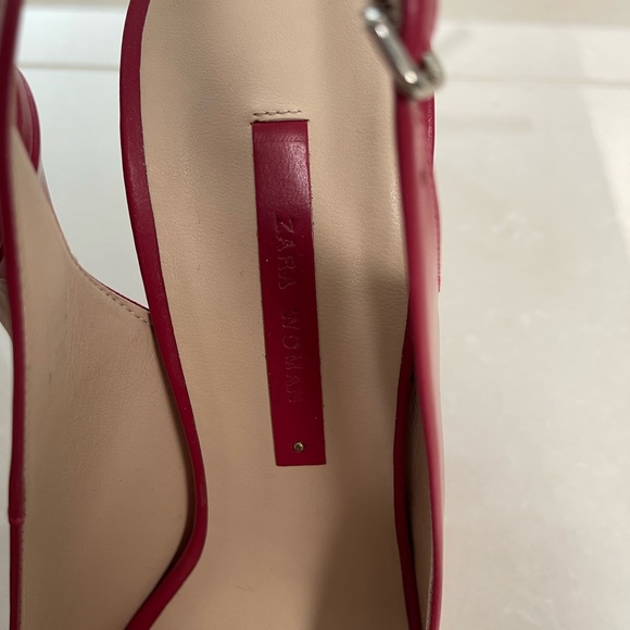 Zara size 10 fucsia open toe high heels. Excellent - Picture 4 of 9